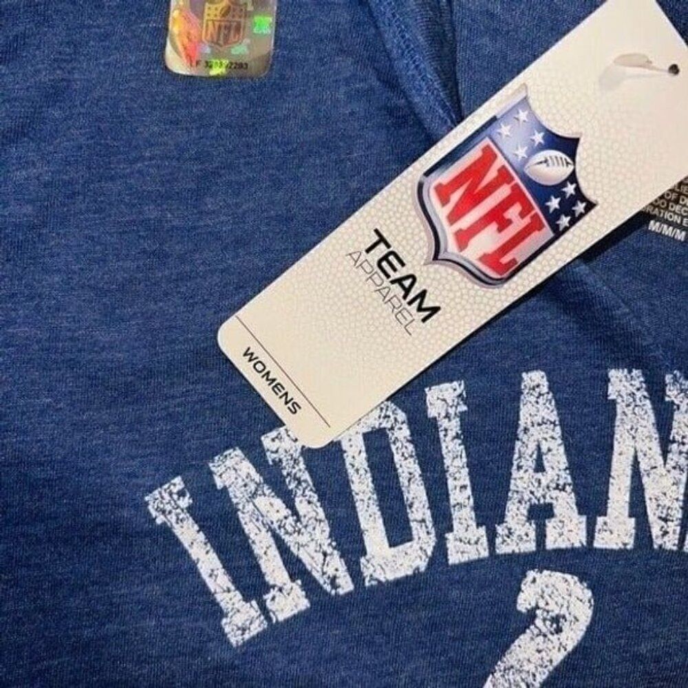 NFL Indianapolis Colts Womens Split-Neck T-Shirt Blue White Fitted Medium NWT - Picture 7 of 7